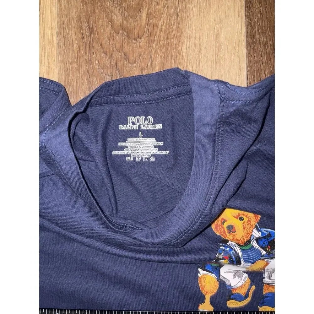 Polo Ralph Lauren Painter Bear T Shirt Navy Blue Men’s L Classic Fit Graphic